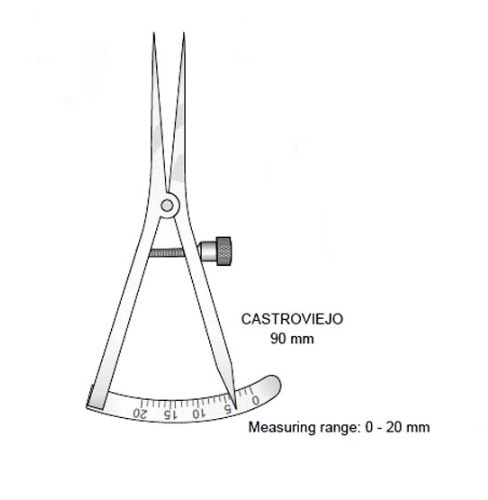 CASTROVIEJO MARKING CALIPER STRAIGHT 0-20MM- TITANIUM, SIZE: 90MM